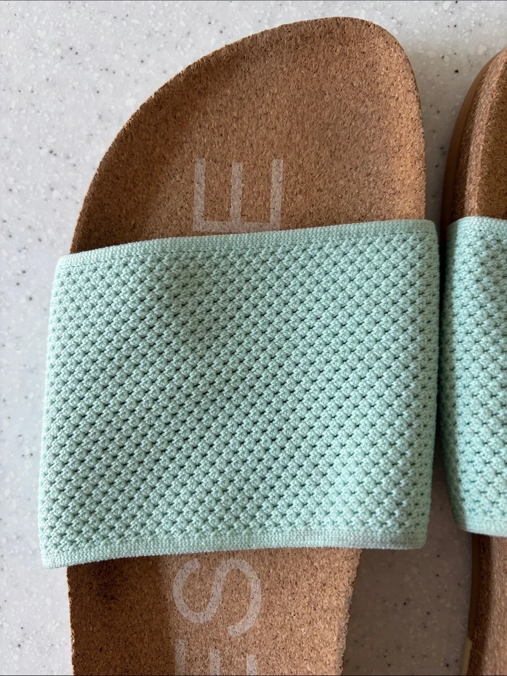 Garage Mint-Blue Textured Slide Sandals